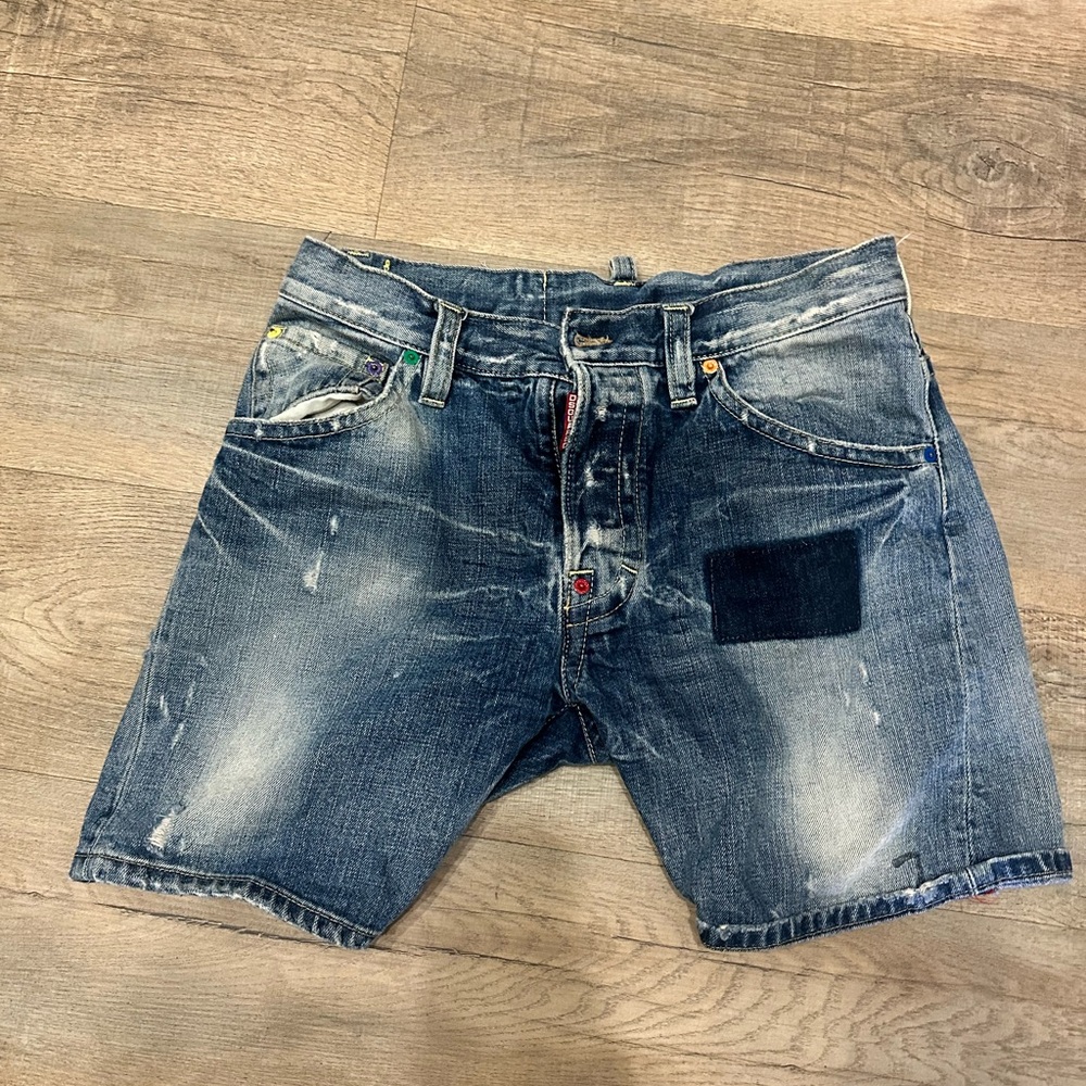 DSQUARED2 Distressed Blue Jean Shorts